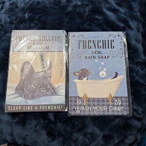 French Bulldog Metal Signs - Blue